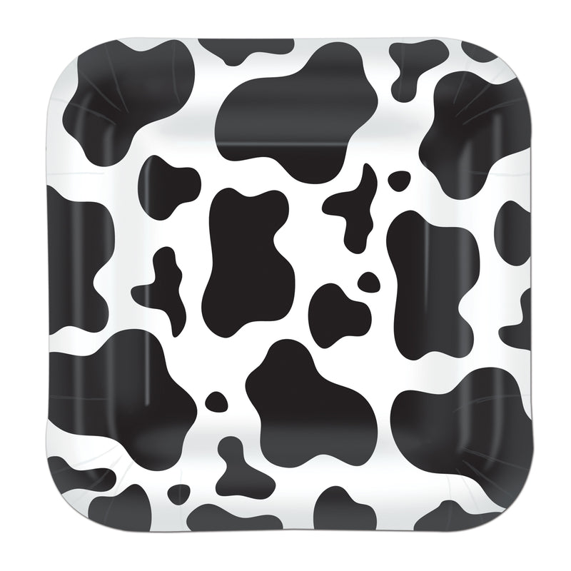 Cow Print Plates – 9" – (8/Pkg) by Beistle for Farm Plates-Dinner