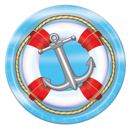 Nautical Plates – 9" – (8/Pkg) by Beistle for Nautical Plates-Dinner