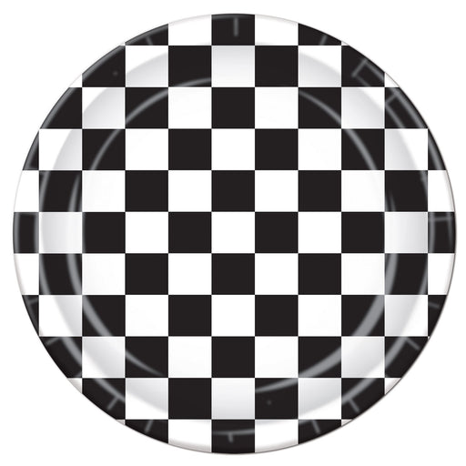 Checkered Plates – 9" – (8/Pkg) by Beistle for Racing Plates-Dinner