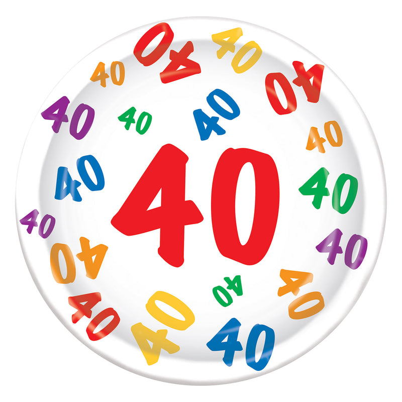 "40" Plates – 9" – (8/Pkg) by Beistle for Birthday-Age Specific Plates-Dinner