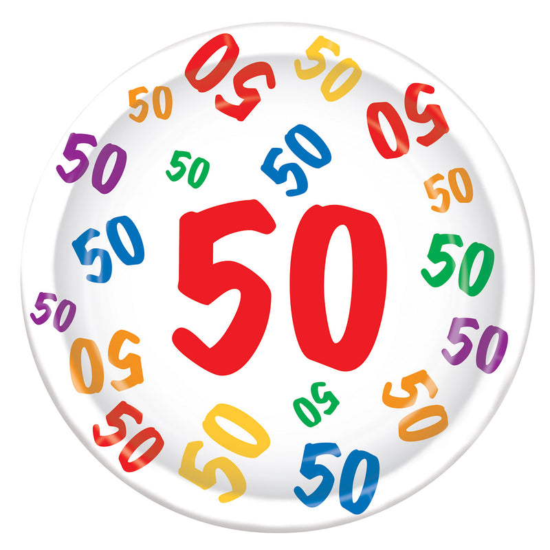 "50" Plates – 9" – (8/Pkg)