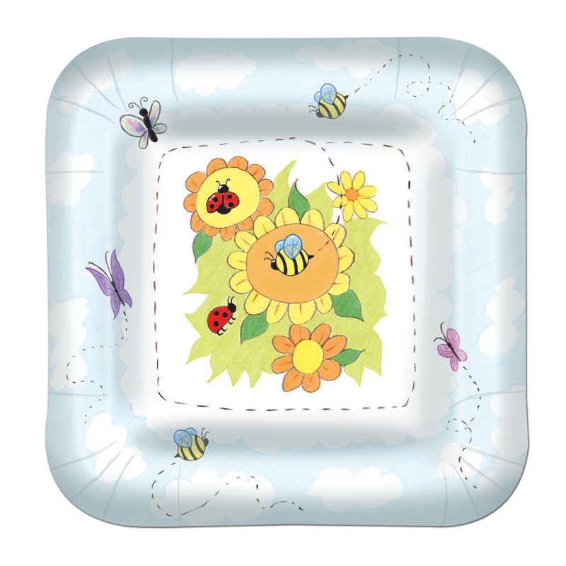 Garden Plates – 7" – (8/Pkg) by Beistle for Baby Shower Plates-Dessert