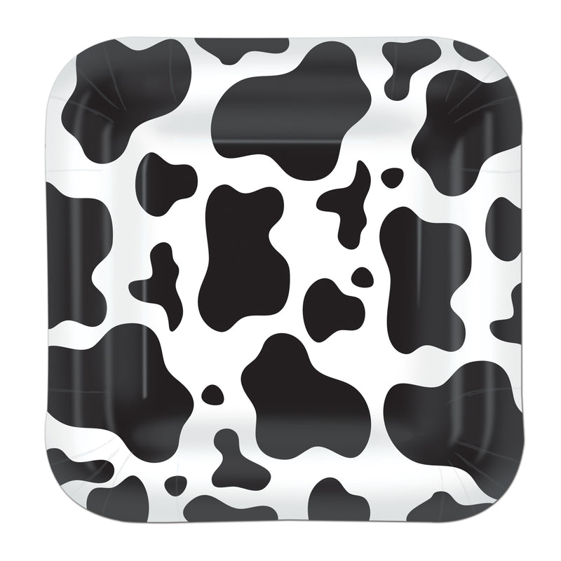 Cow Print Plates – 7" – (8/Pkg) by Beistle for Farm Plates-Dessert