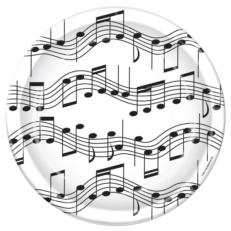 Musical Notes Plates – 7" – (8/Pkg) by Beistle for Music Plates-Dessert