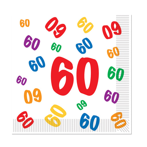 "60" Luncheon Napkins – (16/Pkg) by Beistle for Birthday-Age Specific Napkins-Lunch