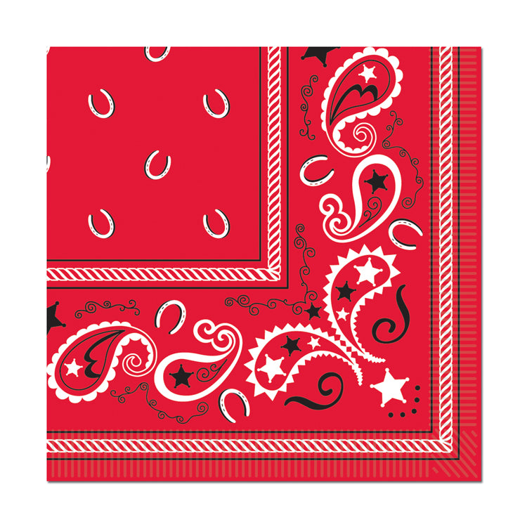 Bandana Beverage Napkins – (16/Pkg) by Beistle for Western Napkins-Beverage