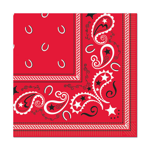 Bandana Beverage Napkins – (16/Pkg) by Beistle for Western Napkins-Beverage