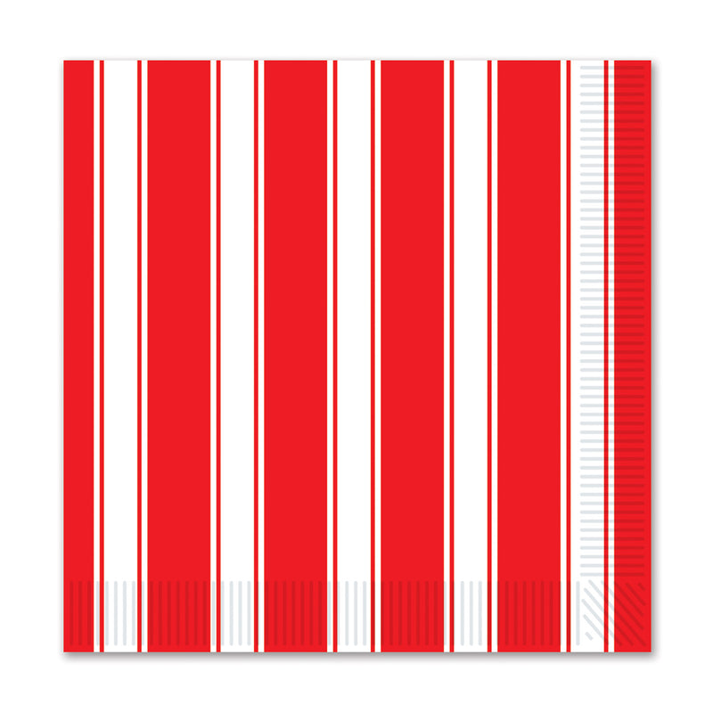 Red & White Stripes Beverage Napkins – (16/Pkg)