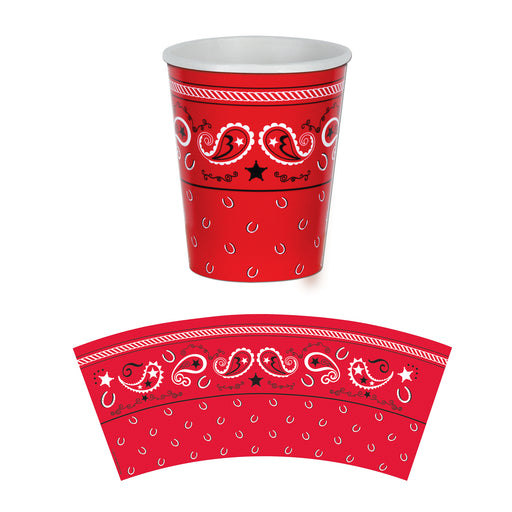Bandana Beverage Cups – 9 Oz – (8/Pkg) by Beistle for Western Cups