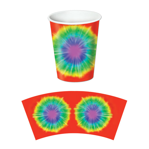 Tie-Dyed Beverage Cups – 9 Oz – (8/Pkg) by Beistle for 60's Cups