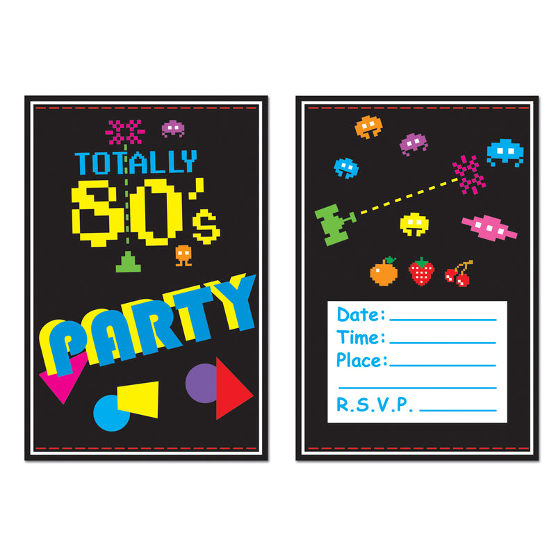 80's Invitations – 4" x 5½" – (8/Pkg)
