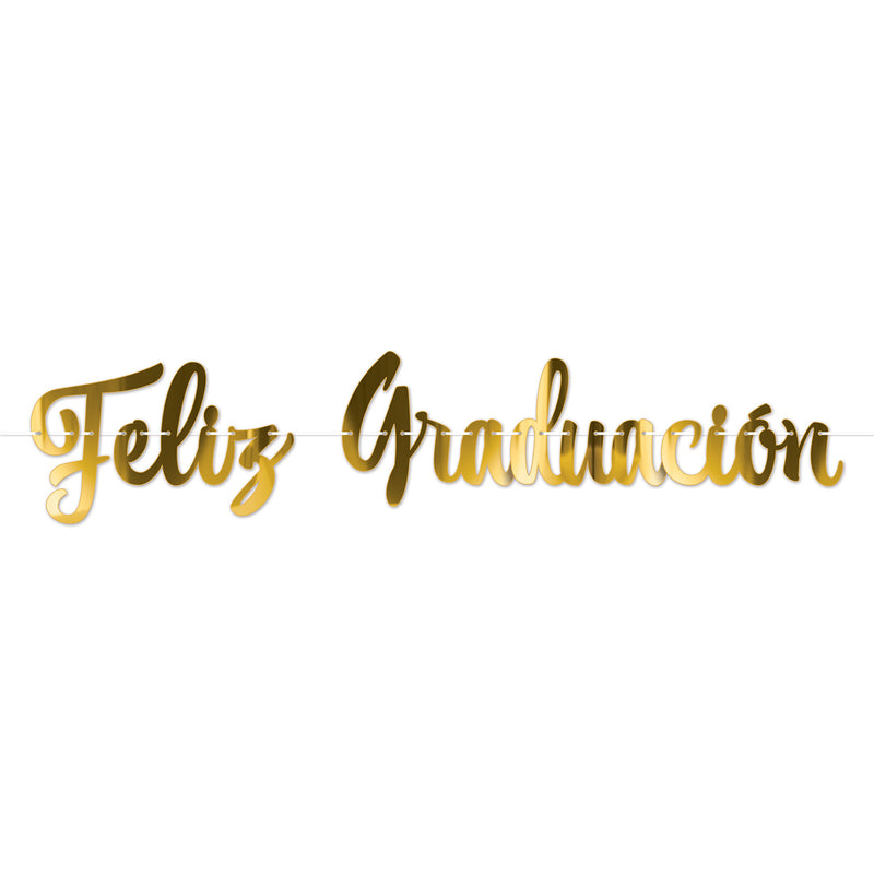 Foil Feliz Graduación Streamer – 11" x 4' 3" – (1/Pkg) by Beistle for Graduation Streamers