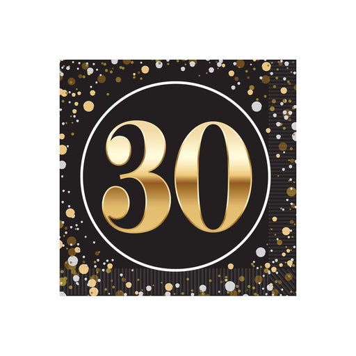 "30" Beverage Napkins – (16/Pkg) by Beistle for Birthday-Age Specific Napkins-Beverage