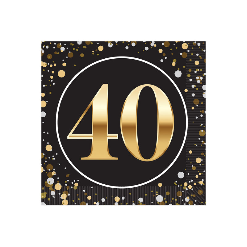 "40" Beverage Napkins – (16/Pkg) by Beistle for Birthday-Age Specific Napkins-Beverage