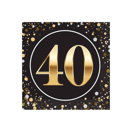 "40" Beverage Napkins – (16/Pkg) by Beistle for Birthday-Age Specific Napkins-Beverage