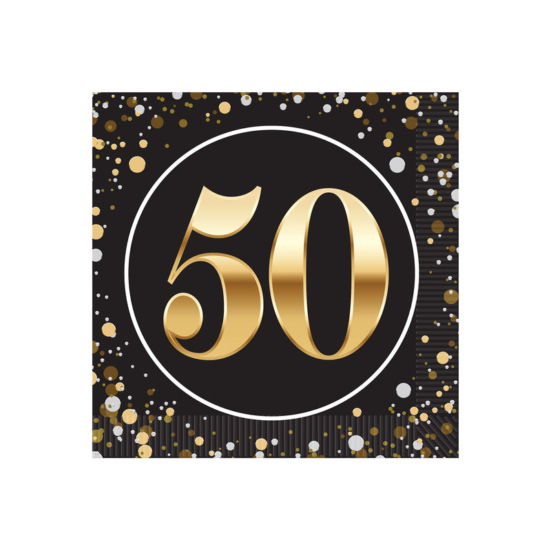 "50" Beverage Napkins – (16/Pkg) by Beistle for Birthday-Age Specific Napkins-Beverage