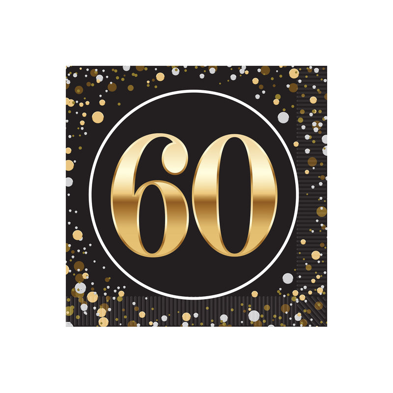 "60" Beverage Napkins – (16/Pkg) by Beistle for Birthday-Age Specific Napkins-Beverage