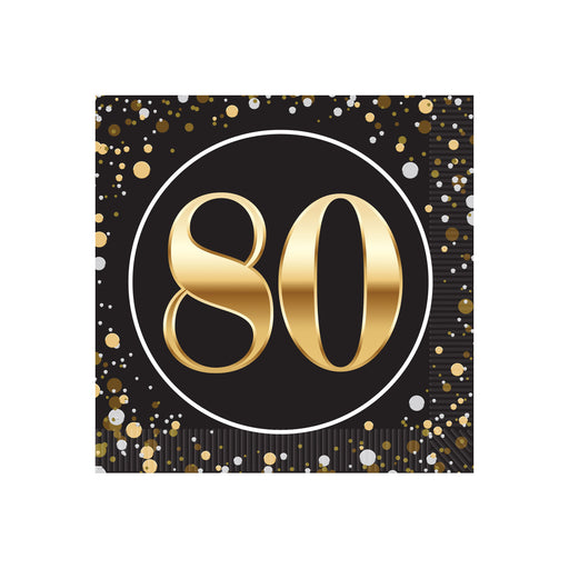 "80" Beverage Napkins – (16/Pkg) by Beistle for Birthday-Age Specific Napkins-Beverage