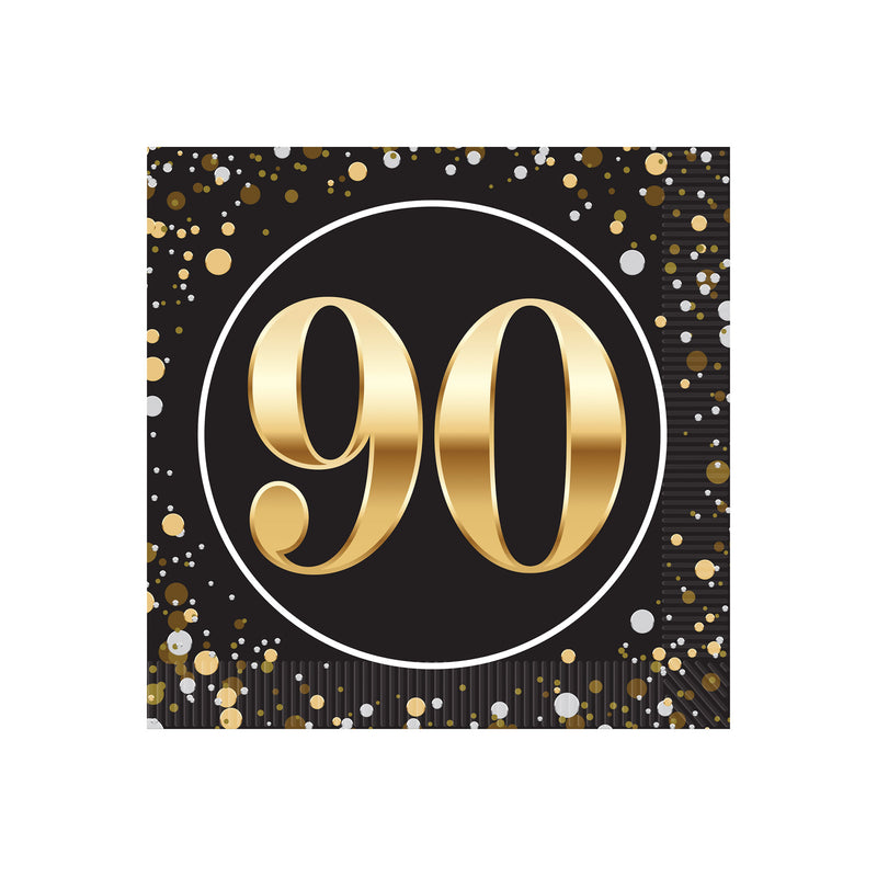"90" Beverage Napkins – (16/Pkg) by Beistle for Birthday-Age Specific Napkins-Beverage