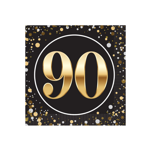 "90" Beverage Napkins – (16/Pkg) by Beistle for Birthday-Age Specific Napkins-Beverage