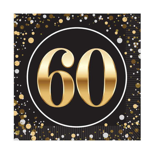 "60" Luncheon Napkins – (16/Pkg) by Beistle for Birthday-Age Specific Napkins-Lunch