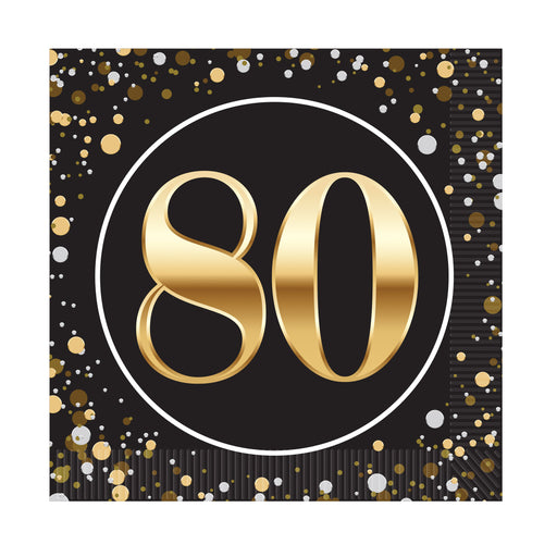 "80" Luncheon Napkins – (16/Pkg) by Beistle for Birthday-Age Specific Napkins-Lunch