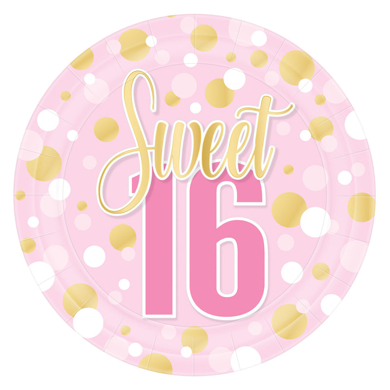 Sweet 16 Plates – 9" – (8/Pkg)