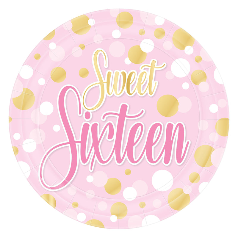 Sweet 16 Plates – 7" – (8/Pkg)