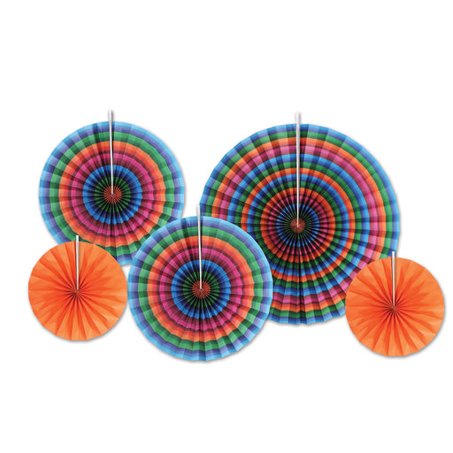 Fiesta Accordion Paper Fans – Asstd – (5/Pkg) by Beistle for Fiesta/Cinco de Mayo Decorative Fans