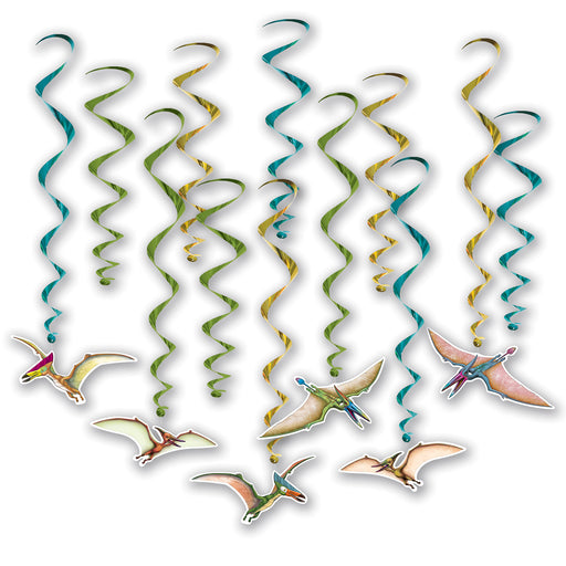 Dinosaur Whirls – 17"-32" – (12/Pkg) by Beistle for Dinosaurs Whirls