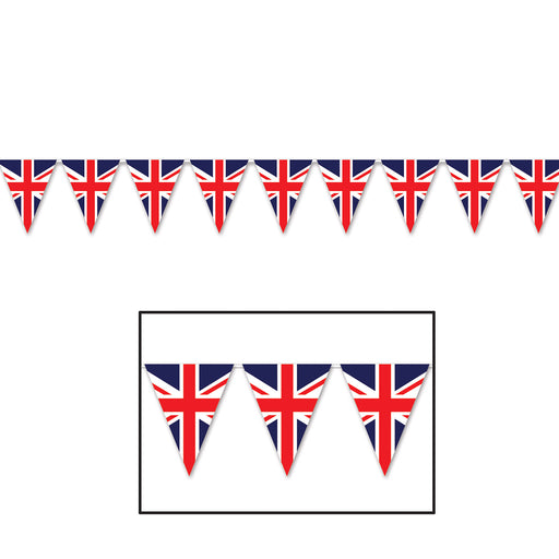 Union Jack Pennant Banner – 11" x 12' – (1/Pkg) by Beistle for British Pennant Banners