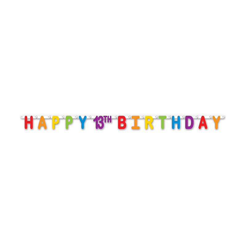 Happy "13th" Birthday Streamer – 4¼" x 5' 6" – (1/Pkg) by Beistle for Birthday-Age Specific Jointed Streamers