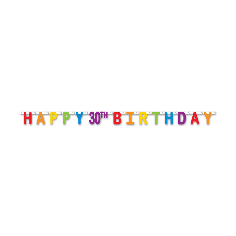 Happy "30th" Birthday Streamer – 4¼" x 5' 6" – (1/Pkg) by Beistle for Birthday-Age Specific Jointed Streamers