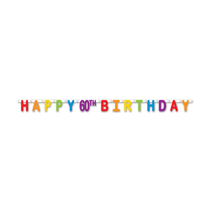 Happy "60th" Birthday Streamer – 4¼" x 5' 6" – (1/Pkg) by Beistle for Birthday-Age Specific Jointed Streamers