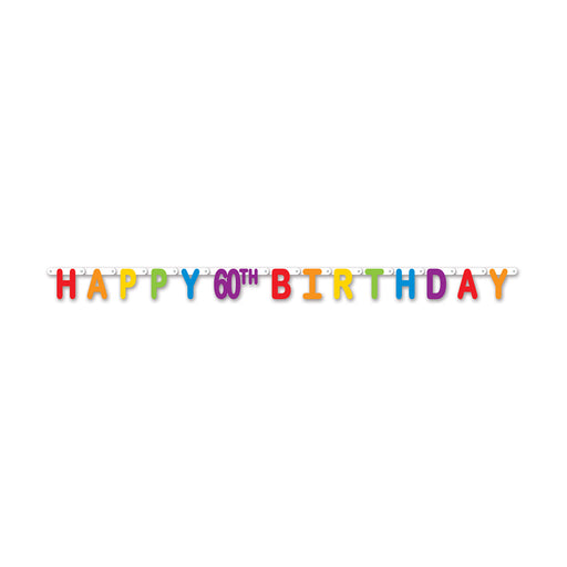 Happy "60th" Birthday Streamer – 4¼" x 5' 6" – (1/Pkg) by Beistle for Birthday-Age Specific Jointed Streamers