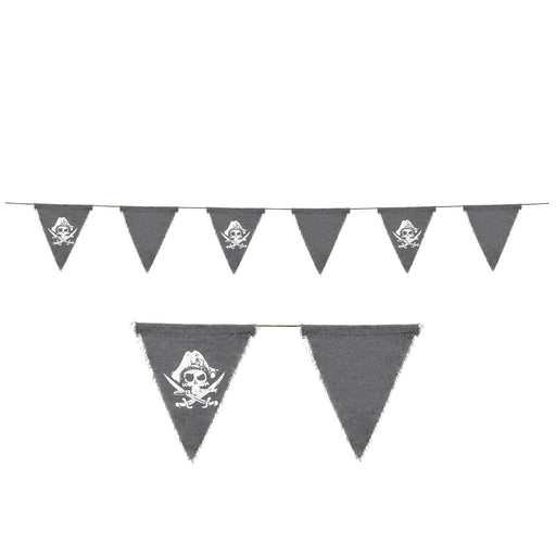 Pirate Fabric Pennant Banner – 8" x 6' – (1/Pkg) by Beistle for Pirate Fabric Banners