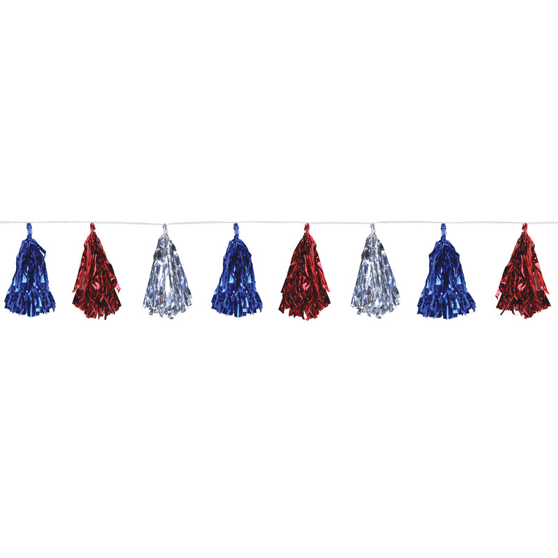 Metallic Tassel Garland – 9¾" x 8' – (1/Pkg) by Beistle for Patriotic Tassel Garlands