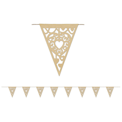 Die-Cut Kraft Paper Heart Pennant Banner – 9¼" x 12' – (1/Pkg) by Beistle for Wedding Pennant Banners