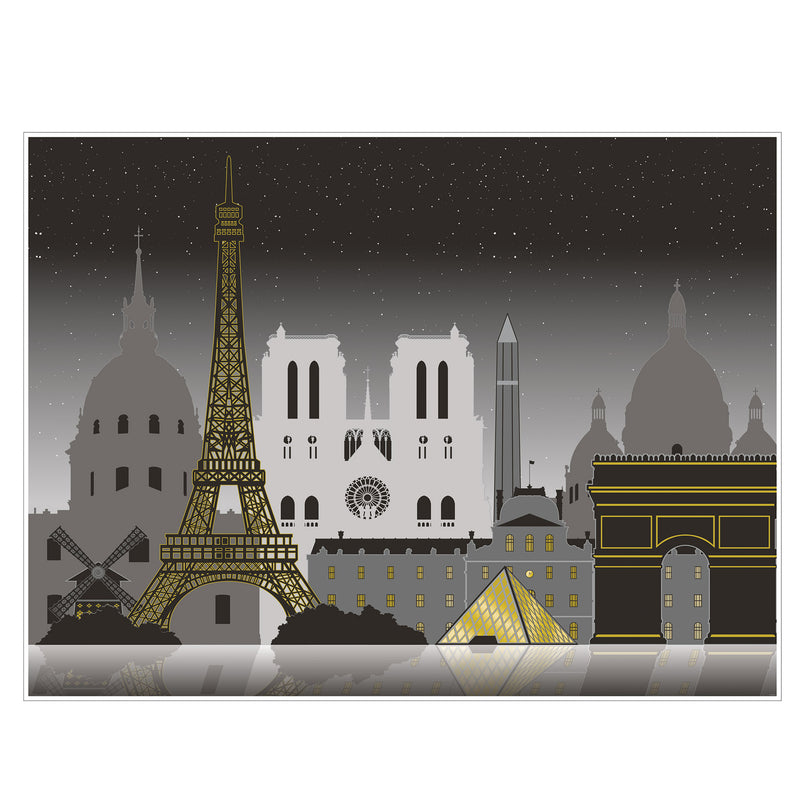 Paris Cityscape Insta-Mural – 5' x 6' – (1/Pkg) by Beistle for French Insta-Murals