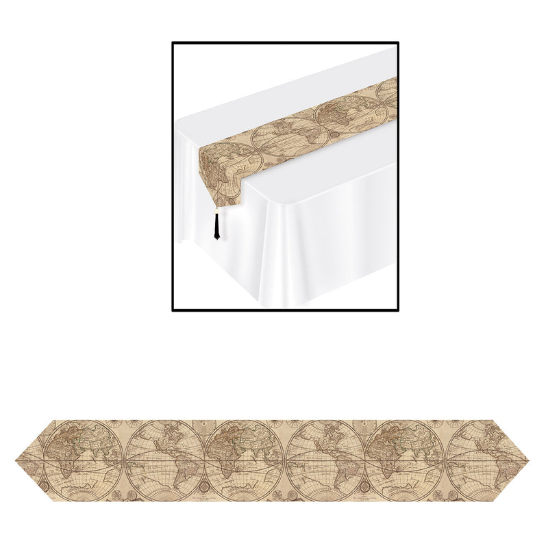 Printed Around The World Table Runner – 11" x 6' – (1/Pkg) by Beistle for Around The World Table Runners - Printed