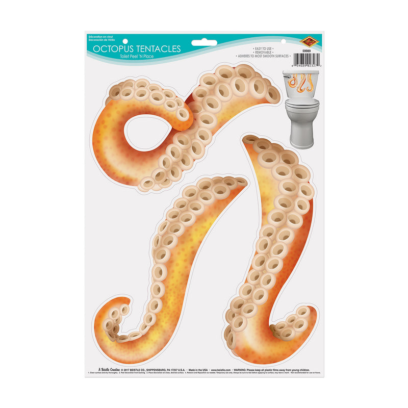 Octopus Tentacles Toilet Tank PNP – 12" x 17" Sh – (3/Sh) by Beistle for Under The Sea Peel 'N Place
