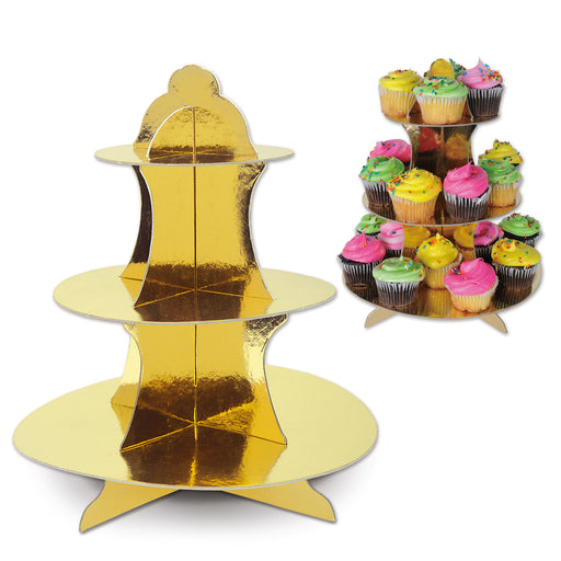 Metallic Cupcake Stand – 13½" – (1/Pkg) by Beistle for General Occasion Cake/Cupcake Stands