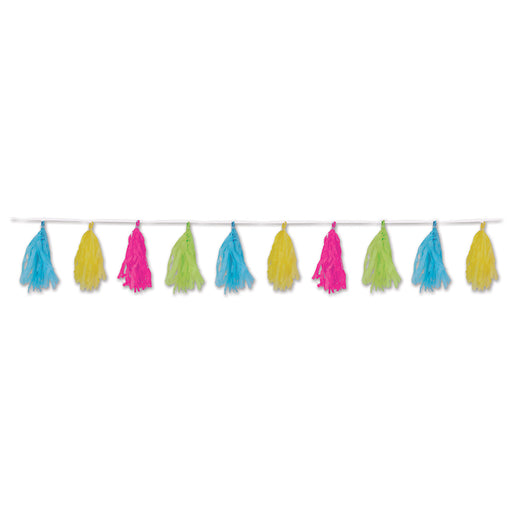 Tissue Tassel Garland – 9¾" x 8' – (1/Pkg) by Beistle for Luau Tassel Garlands