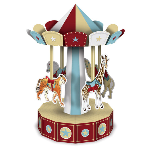 3-D Vintage Circus Carousel Centerpiece – 10" – (1/Pkg) by Beistle for Vintage Circus 3-D