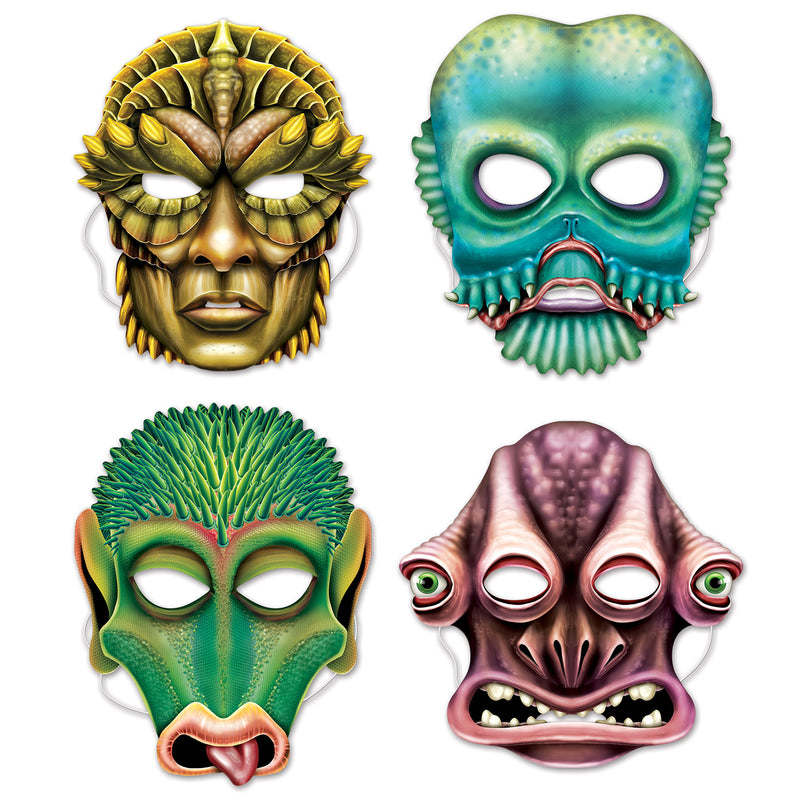 Alien Masks – 11¼"-12¼" – (4/Pkg)