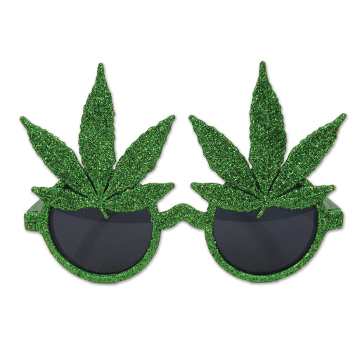 Glittered Weed Glasses – (1/Card) by Beistle for 420 Novelty Glasses