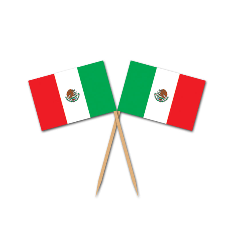 Mexican Flag Picks – 2½" – (50/Pkg) by Beistle for Fiesta/Cinco de Mayo Food Picks