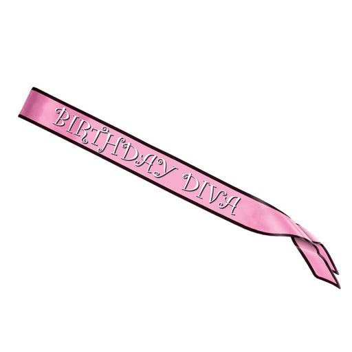 Birthday Diva Satin Sash – 33" x 4" – (1/Pkg) by Beistle for Birthday Sashes