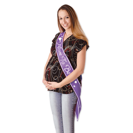 Mom To Be Satin Sash – 33" x 4" – (1/Pkg) by Beistle for Baby Shower Sashes