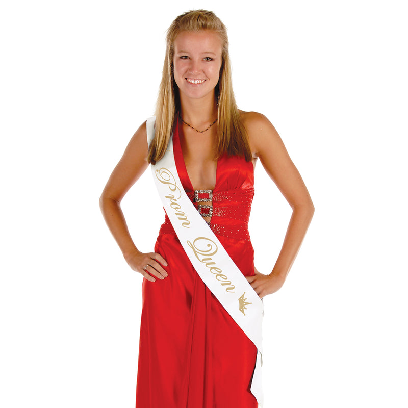 Prom Queen Satin Sash – 33" x 4" – (1/Pkg) by Beistle for Prom Sashes